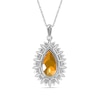 Thumbnail Image 2 of Pear-Shaped Citrine and White Lab-Created Sapphire Double Shadow Frame Drop Pendant in Sterling Silver
