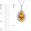 Thumbnail Image 3 of Pear-Shaped Citrine and White Lab-Created Sapphire Double Shadow Frame Drop Pendant in Sterling Silver
