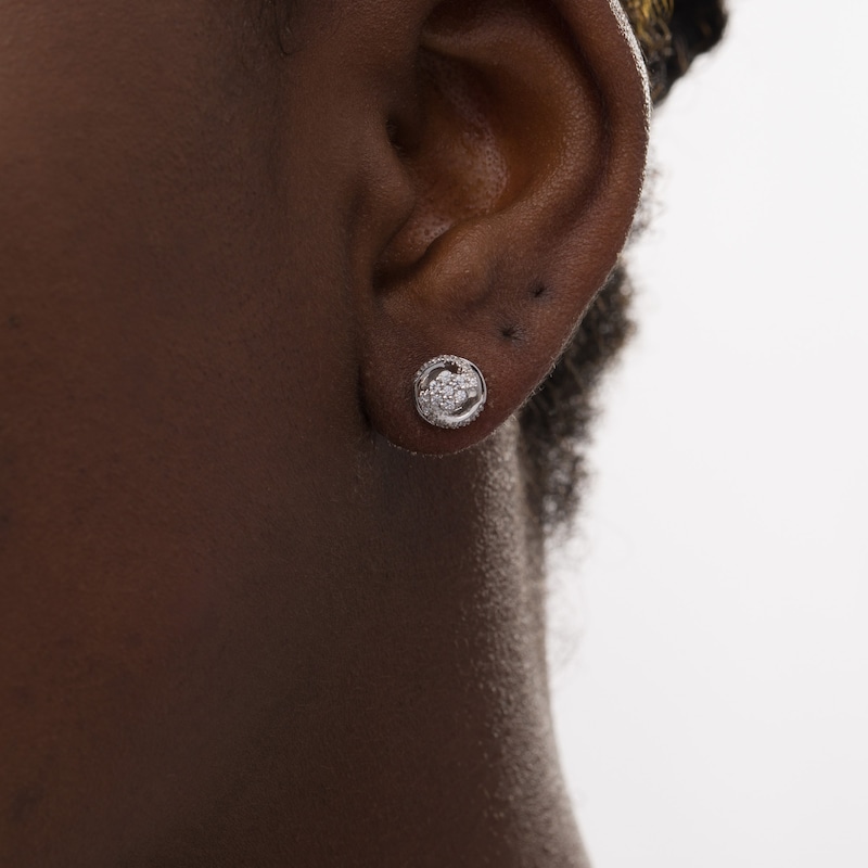 0.25 CT. T.W. Composite Diamond Swirl Frame Stud Earrings in Sterling Silver