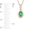 Thumbnail Image 4 of Oval Emerald and 0.06 CT. T.W. Diamond Framed Vintage-Style Drop Pendant in 10K Gold