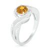 Thumbnail Image 2 of 6.0mm Citrine and 0.07 CT. T.W. Diamond Beaded Triple Row Bypass Twist Shank Ring in Sterling Silver