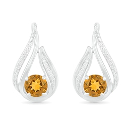 19.1 Carat 14K Gold Fish Hook Earrings Diamond Citrine for Sale | Gemtry Yellow Gold