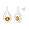 Thumbnail Image 1 of 5.0mm Citrine and 0.07 CT. T.W. Diamond Beaded Open Flame Stud Earrings in Sterling Silver