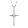 Thumbnail Image 2 of Oval Blue Sapphire and 0.04 CT. T.W. Diamond Frame Layered Cross Pendant in 10K White Gold