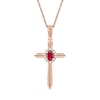 Oval Ruby and 0.04 CT. T.W. Diamond Frame Layered Cross Pendant in 10K Rose Gold