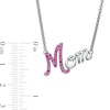 Thumbnail Image 2 of Lab-Created Ruby Cursive "Mom" Necklace in Sterling Silver