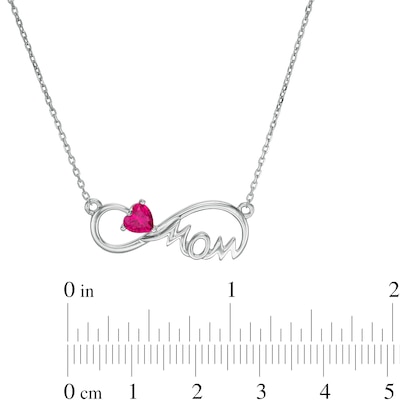 5.0mm Heart-Shaped Lab-Created Ruby "MOM" Infinity Necklace in Sterling Silver