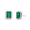 Thumbnail Image 0 of Emerald-Cut Lab-Created Emerald and White Sapphire Frame Stud Earrings in Sterling Silver