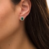 Thumbnail Image 1 of Emerald-Cut Lab-Created Emerald and White Sapphire Frame Stud Earrings in Sterling Silver