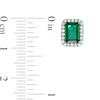 Emerald-Cut Lab-Created Emerald and White Sapphire Frame Stud Earrings in Sterling Silver