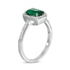 Thumbnail Image 2 of Emerald-Cut Lab-Created Emerald and White Sapphire Frame Ring in Sterling Silver