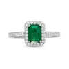 Emerald-Cut Lab-Created Emerald and White Sapphire Frame Ring in Sterling Silver