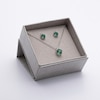 Thumbnail Image 2 of Lab-Created Emerald and White Sapphire Tri-Top Pendant and Stud Earrings Set in Sterling Silver