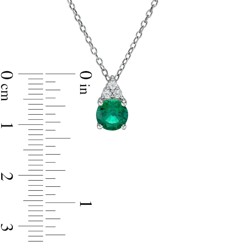 Lab-Created Emerald and White Sapphire Tri-Top Pendant and Stud Earrings Set in Sterling Silver