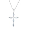 Marquise Aquamarine and Diamond Accent Cross Pendant in 10K White Gold