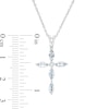 Marquise Aquamarine and Diamond Accent Cross Pendant in 10K White Gold