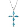 Thumbnail Image 0 of Marquise London Blue Topaz and Diamond Accent Cross Pendant in 10K White Gold