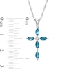 Thumbnail Image 3 of Marquise London Blue Topaz and Diamond Accent Cross Pendant in 10K White Gold