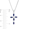 Marquise Blue Lab-Created Sapphire and Diamond Accent Cross Pendant in 10K White Gold