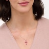 Thumbnail Image 1 of Marquise Lab-Created Ruby and Diamond Accent Cross Pendant in 10K White Gold