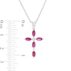 Thumbnail Image 2 of Marquise Lab-Created Ruby and Diamond Accent Cross Pendant in 10K White Gold