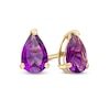 Thumbnail Image 1 of Pear-Shaped Amethyst Solitaire Stud Earrings in 14K Gold