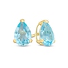 Thumbnail Image 0 of Pear-Shaped Swiss Blue Topaz Solitaire Stud Earrings in 14K Gold