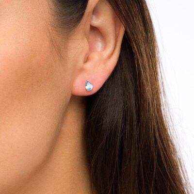 Pear-Shaped Swiss Blue Topaz Solitaire Stud Earrings in 14K Gold