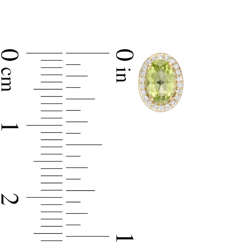 Oval Peridot and 0.088 CT. T.W. Diamond Frame Stud Earrings in 10K Gold|Peoples Jewellers