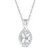 Thumbnail Image 1 of Oval Aquamarine and 0.08 CT. T.W. Diamond Frame Twisted Split Bail Pendant in 10K White Gold