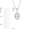 Thumbnail Image 3 of Oval Aquamarine and 0.08 CT. T.W. Diamond Frame Twisted Split Bail Pendant in 10K White Gold