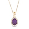 Thumbnail Image 1 of Oval Amethyst and 0.08 CT. T.W. Diamond Frame Twisted Split Bail Pendant in 10K Gold