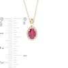 Thumbnail Image 3 of Oval Certified Ruby and 0.08 CT. T.W. Diamond Frame Twisted Split Bail Pendant in 10K Gold