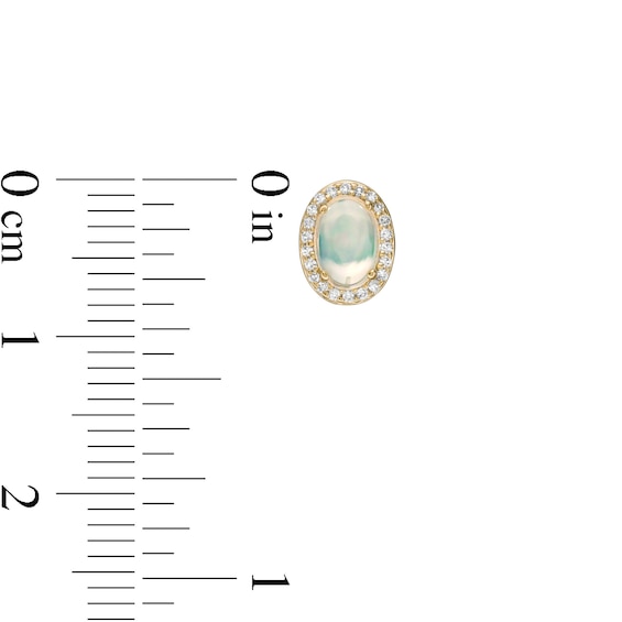 Oval Opal and 0.088 CT. T.W. Diamond Frame Stud Earrings in 10K Gold