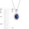 Thumbnail Image 2 of Oval Blue Sapphire and 0.08 CT. T.W. Diamond Frame Twisted Split Bail Pendant in 10K White Gold