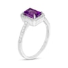 Thumbnail Image 2 of Emerald-Cut Lab-Created Amethyst and White Sapphire Octagonal Frame Ring in Sterling Silver