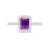 Thumbnail Image 3 of Emerald-Cut Lab-Created Amethyst and White Sapphire Octagonal Frame Ring in Sterling Silver