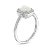 Thumbnail Image 2 of Emerald-Cut Lab-Created Opal and White Sapphire Octagonal Frame Ring in Sterling Silver