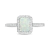 Thumbnail Image 3 of Emerald-Cut Lab-Created Opal and White Sapphire Octagonal Frame Ring in Sterling Silver