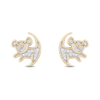 Disney Treasures The Lion King 0.085 CT. T.W. Diamond "Simba" Symbol Stud Earrings in 10K Gold