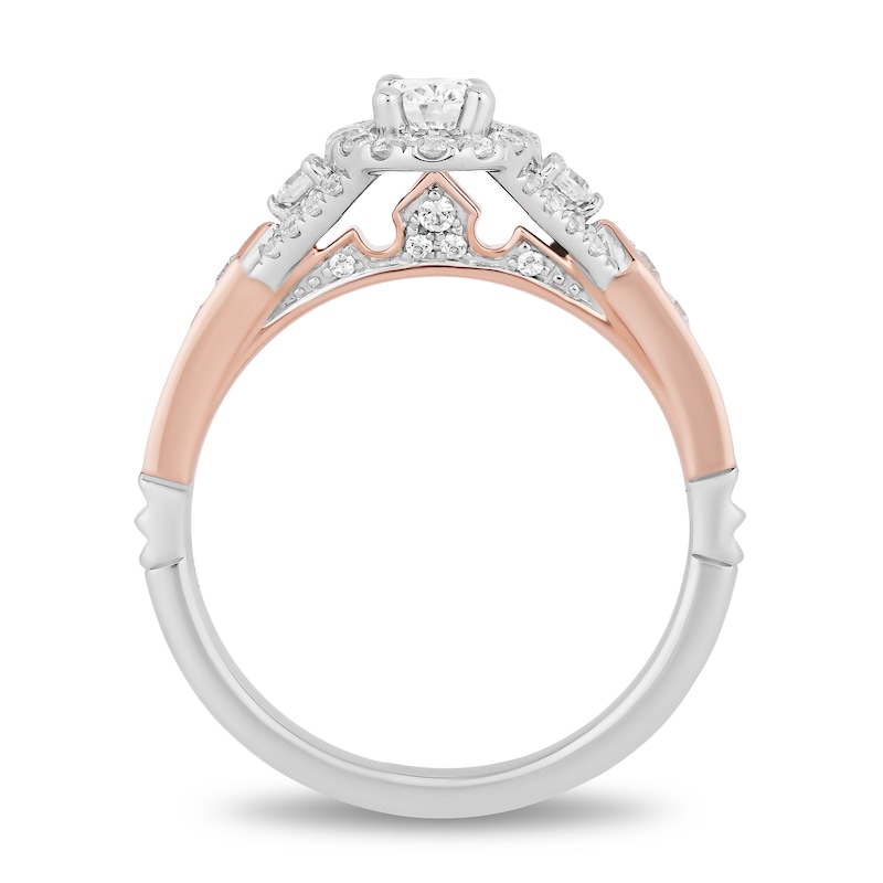Enchanted Disney Aurora 0.80 CT. T.W. Oval Diamond Frame Engagement Ring in 14K Two-Tone Gold|Peoples Jewellers