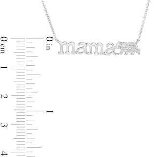 0.05 CT. T.W. Diamond "mama" Bear Necklace in Sterling Silver - 17"