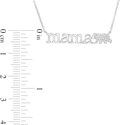 0.05 CT. T.W. Diamond "mama" Bear Necklace in Sterling Silver - 17"