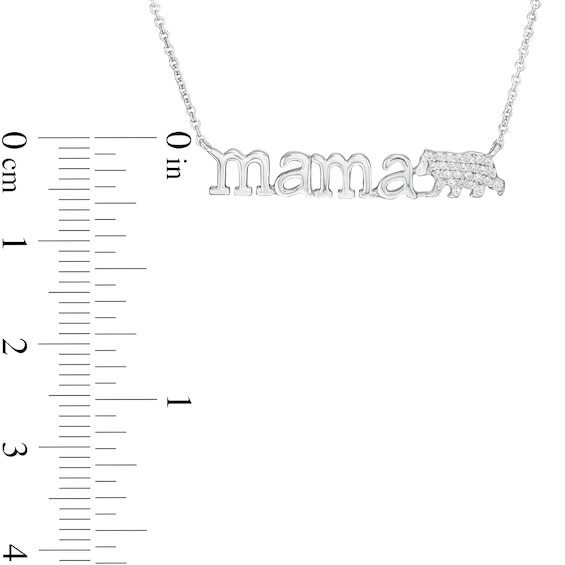 0.05 CT. T.W. Diamond "mama" Bear Necklace in Sterling Silver - 17"