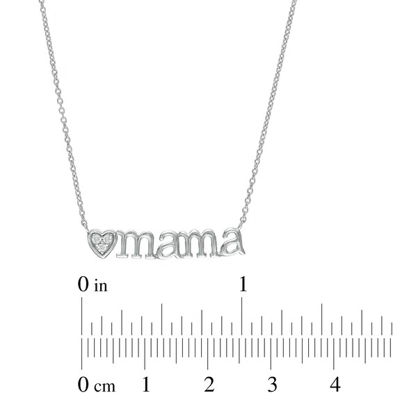 Diamond Accent Heart "mama" Necklace in Sterling Silver - 17"