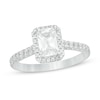 Thumbnail Image 0 of 1.33 CT. T.W. Certified Emerald-Cut Lab-Created Diamond Frame Engagement Ring in 14K White Gold (F/SI2)