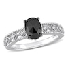 0.99 CT. T.W. Enhanced Black and White Diamond Vintage-Style Engagement Ring in 10K White Gold