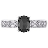 0.99 CT. T.W. Enhanced Black and White Diamond Vintage-Style Engagement Ring in 10K White Gold