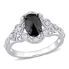 1.07 CT. T.W. Enhanced Black and White Diamond Frame Vintage-Style Engagement Ring in 10K White Gold