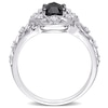 Thumbnail Image 3 of 1.07 CT. T.W. Enhanced Black and White Diamond Frame Vintage-Style Engagement Ring in 10K White Gold